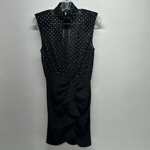 NBD Dress Sleeveless Mini Semi Sheer Polka Dot Sparkle Glitter Black New NWT XS